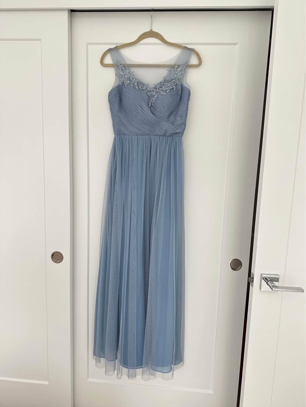 Elegant Light Blue Lace Maxi Dress